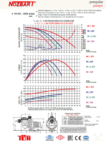 Nozbart İlk Seri PMF-010 - 1 Hp Ön Filtreli Havuz Pompası (Monofaze)