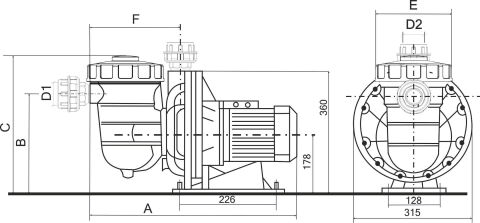 Nozbart İlk Seri PMF-020 - 2 Hp Ön Filtreli Havuz Pompası (Monofaze)