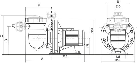Nozbart İlk Seri PTF-015 - 1.5 Hp Ön Filtreli Havuz Pompası (Trifaze)