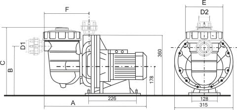 Nozbart İlk Seri PTF-020 - 2 Hp Ön Filtreli Havuz Pompası (Trifaze)