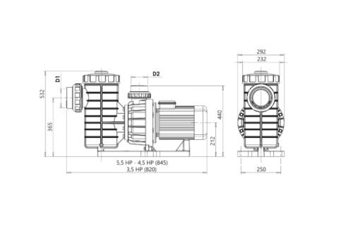 Nozbart Süper Taşkın Serisi PTF-045S - 4.5 Hp Ön Flitreli Havuz Pompası