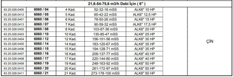 Alarko 6060/05   12.5Hp  6'' Paslanmaz Çelik Derin Kuyu Tek Dalgıç Pompa (Tek Pompa-Pompa Kademesi) ALK-KPS Serisi