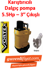 VORTEX KRS 34 5.5HP 380V 3\'\' Çıkışlı Krom Açık Fanlı Karıştırıcılı Dalgıç Pompa