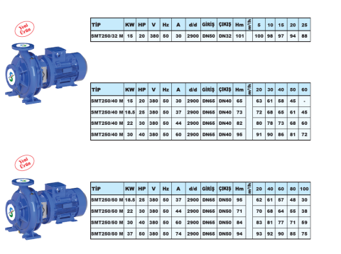 Sumak SMT250/40 M - 25 HP -  EN 733 Monoblok Santrifüj Pompa