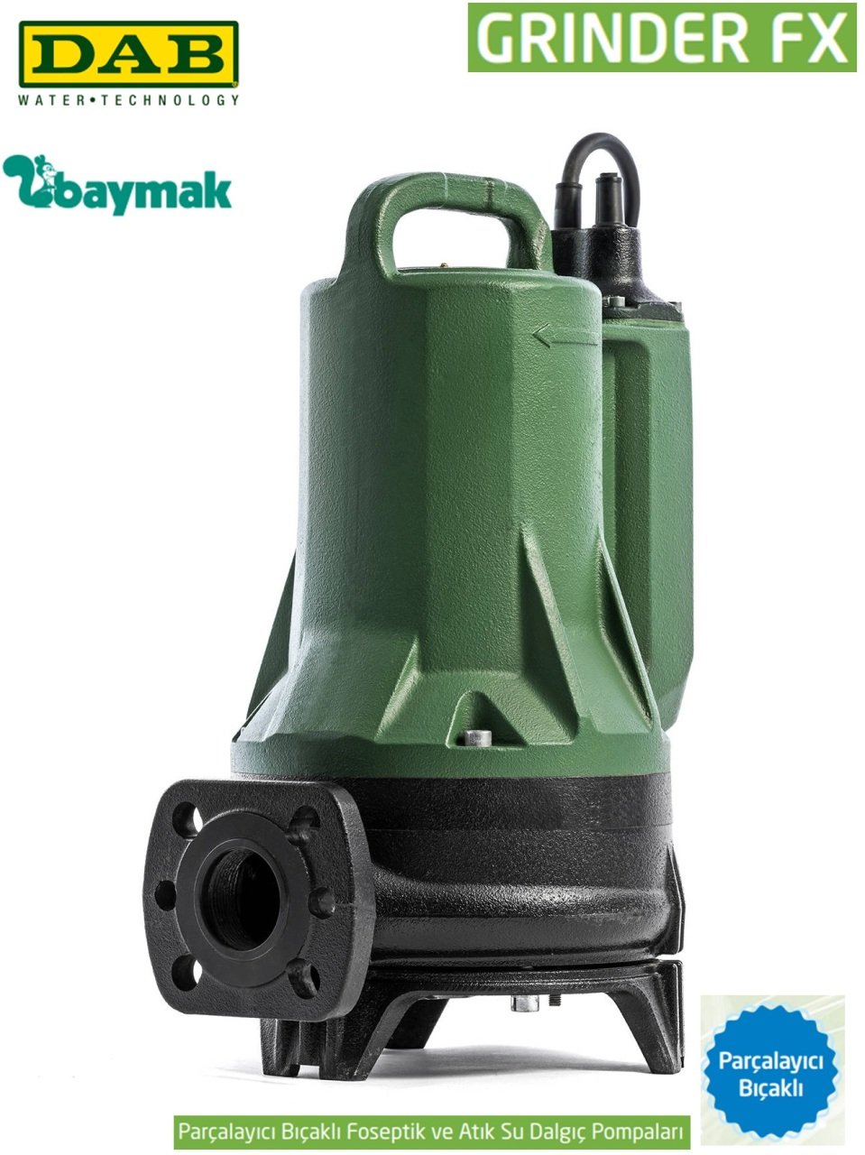 Dab  GRINDER FX 15.11  T-NA    1.1kW  380V   Parçalayıcı Bıçaklı Foseptik  Atık Su Dalgıç Pompa