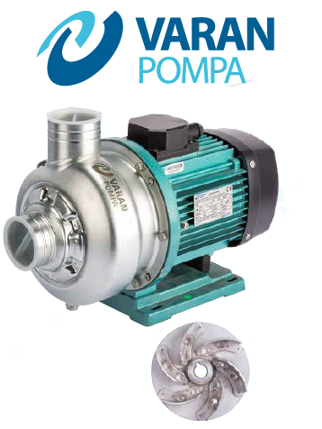 Varan Pompa Dwk200T 2Hp 380v (AISI 316) Açık Fanlı  Paslanmaz Çelik Santrifüj Pompa
