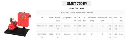 Sumak SMKT 750 EY  1 X 7.5 Hp 380V  Tek Yatay Pompalı Elektrikli Yangın Söndürme Hidroforu