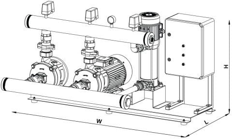 Sumak SMKT 750 EEJY  2X7.5 Hp-1X1.8 Hp  380V  Elektrikli+Elektrikli ve Joker Pompalı Yangın Söndürme Hidroforu