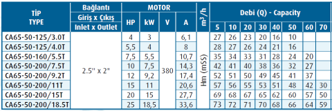 Varan Pompa CA65-50-200/11T 11kw-15hp (AISI 316) Komple Paslanmaz Çelik Santrifüj Pompa