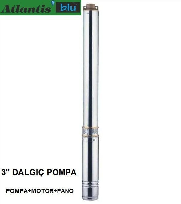 ATLANTİS BLU 3SDM3.5/16 -1HP-16 KADEME- 3'' NORİL FANLI  DALGIÇ POMPA (POMPA+MOTOR+PANO)