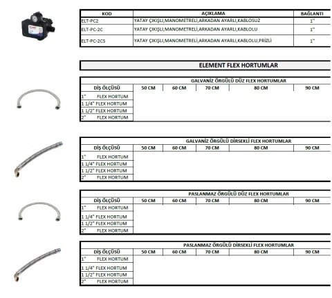 Element ELT-5R   1-6 Bar Tahliyesiz Rekorlu Monofaze Basınç Şalteri