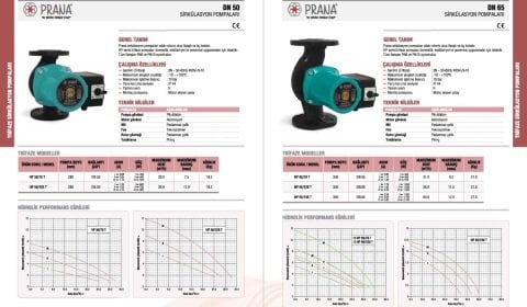 Prana  HP 40/80 250M  DN 40  220V   Tek Hızlı Flanşlı Tip Sirkülasyon Pompası