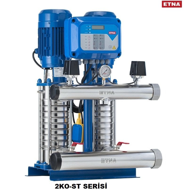 Etna 2KO-ST5/14-30     2X4Hp 380V  İki Pompalı Dik Milli Sabit Devirli Komple Paslanmaz Çelik Hidrofor