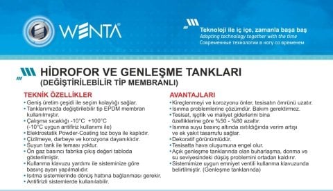 Wenta WE-24   24 Litre  10 Bar  Küre Tip Hidrofor ve Genleşme Tankı