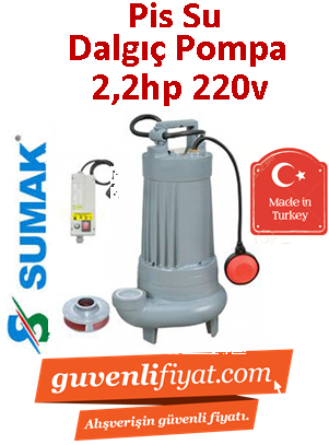 SUMAK SDF20/2 2.2HP 220v Açık Fanlı Pis Su Dalgıç Pompa