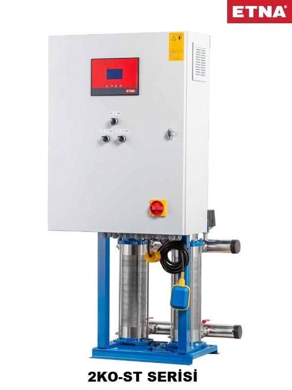 Etna 2KO-ST20/8-110     2X15Hp 380V  İki Pompalı Dik Milli Sabit Devirli Komple Paslanmaz Çelik Hidrofor