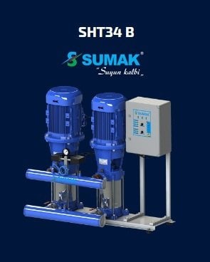 SUMAK SHT 34B 750/4 2x7.5 HP 380V DÜŞEY MİLLİ KADEMELİ PAKET HİDROFOR
