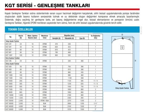Alarko KGT 60D  60 Litre 10 Bar Dikey Kapalı Tip Hidrofor ve Genleşme Tankı
