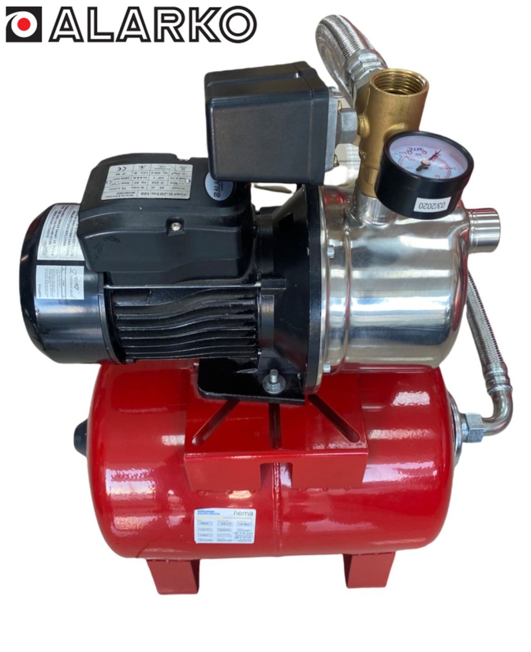 Alarko JET D-JDTM-100  1hp 220v 24lt  Yatık Tanklı Paket Jet Hidrofor