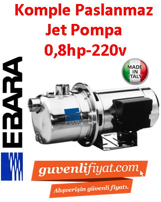 EBARA JEM 80 220V 0.8HP Komple Paslanmaz Jet Pompa