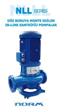 Norm NLL  100/400    15 kW  380V   Tek Kademeli İnline Tip Kuru Rotorlu Salyangoz Gövdeli Santrifüj Pompa (1450 d/dk)
