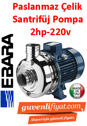 EBARA DWO 200 M 220V 2HP Paslanmaz Çelik Açık Fanlı Santrifüj Pompa
