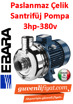 EBARA DWO 300 380V 3HP Paslanmaz Çelik Açık Fanlı Santrifüj Pompa