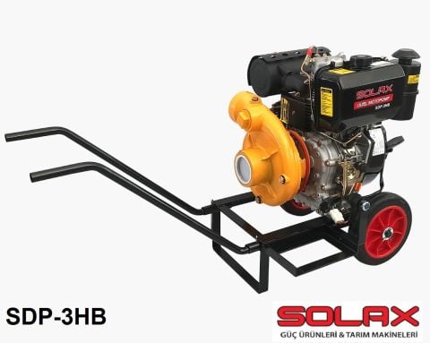 SOLAX SDP-3HB   3'' X 3''  İPLİ MARŞLI YÜKSEK BASINÇLI DİZEL SU MOTORU (EL ARABASI TİPİ-AKÜSÜZ)
