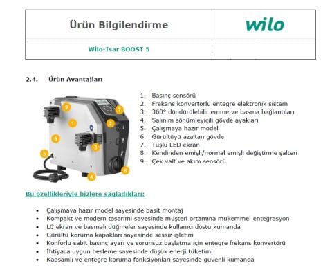 Wilo Isar BOOST5-E-5-2G Frekans Kontrollü Akıllı Hidrofor | 1.5 HP Süper Sessiz