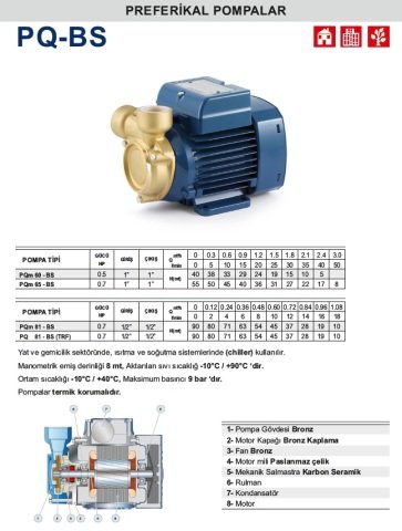 Pedrollo PQ 81 - BS PRO (TRF)    0.7Hp 380V  Preferikal Pompa