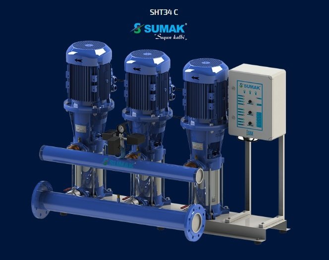 SUMAK SHT34C 1500/7 3x15 HP 380V ÜÇ POMPALI TAM OTOMATİK PAKET HİDROFOR