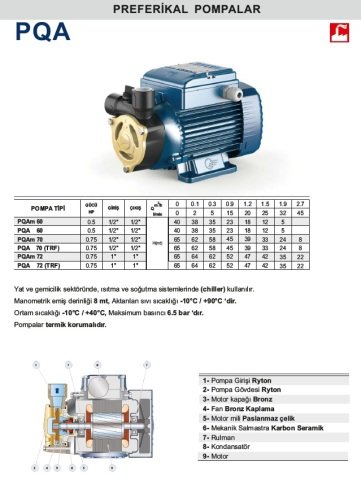 Pedrollo PQAm 70    0.75Hp 220V  Preferikal Pompa
