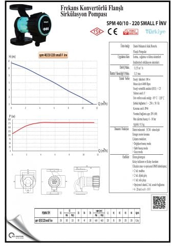SMART SPM 40/10 220 small F inv DN40  FREKANS KONTROLLÜ FLANŞLI ECO DESIGN SİRKÜLASYON POMPASI - 180W GÜÇ