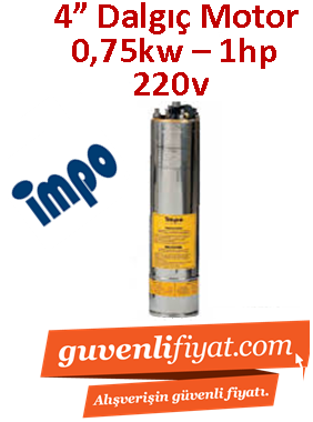 İMPO 0.75kw -1hp 220V Dalgıç Motor(eco motor, döküm başlıklı, ithal) 4''