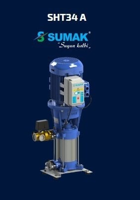 SUMAK SHT34A 750/4 7.5 HP 380V DÜŞEY MİLLİ KADEMELİ PAKET HİDROFOR