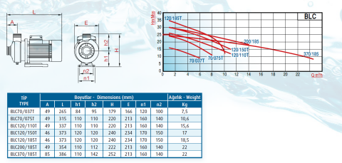 Varan Pompa BLC 70/075T 0.75kw-1hp (AISI 304) Komple Paslanmaz Çelik Santrifüj Pompa
