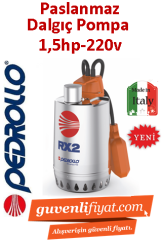 PEDROLLO RXM 5 220V 1.5HP Komple Paslanmaz Drenaj Dalgıç Pompa