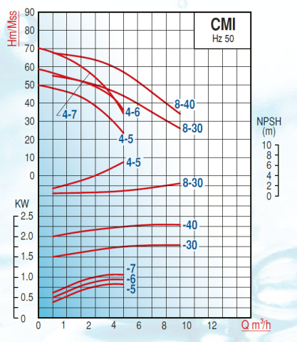 Varan Pompa CMI 4-5M 0.75kw-1hp 220v (AISI 304) Komple Paslanmaz Çelik Kademeli Pompa