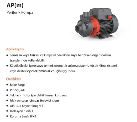 Leo  APm110    1.5Hp 220V   Preferikal Sürtme Fanlı Santrifüj Pompa