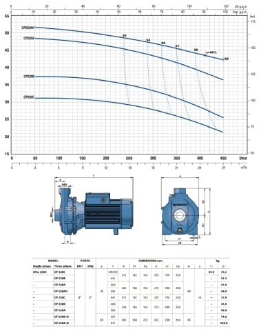 Pedrollo CPm 160C     1.5Hp 220V   Tek Fanlı Santrifüj Pompa