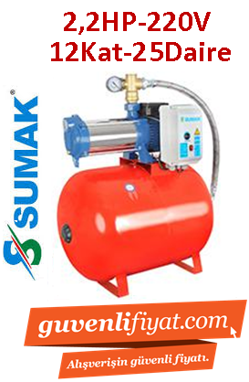 SUMAK SYMH12-220/4 2.2hp 220v Kademeli Paket Hidrofor 100lt Tankl (Pano + Flatör dahil)ı