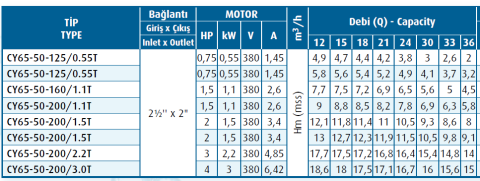 Varan Pompa CY65-50-125/0.55T 1.5hp (1500 d/d) Komple Paslanmaz Çelik (AISI 316) Kaplinli Santrifüj Pompa