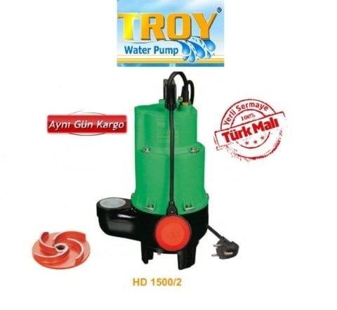 TROY HD 1500/2 1100W 2'' ÇIKIŞLI KİRLİ SU DALGIÇ POMPA