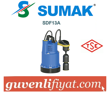 SUMAK SDF13A 1.HP 220V ASANSÖR FLATÖRLÜ DRENAJ DALGIÇ POMPA