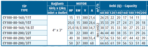 Varan Pompa CY100-80-200/30T 40hp (3000 d/d) Komple Paslanmaz Çelik (AISI 316) Kaplinli Santrifüj Pompa