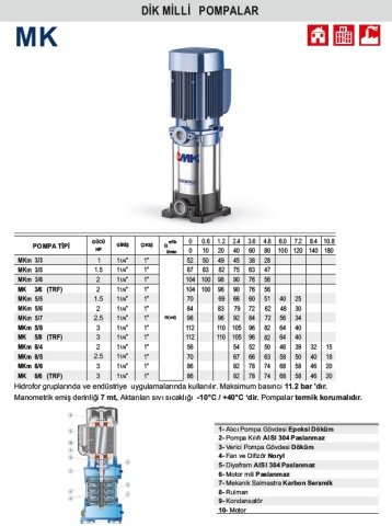 Pedrollo MKm 3/5   1.5Hp 220V  Dik Milli Kademeli Pompa