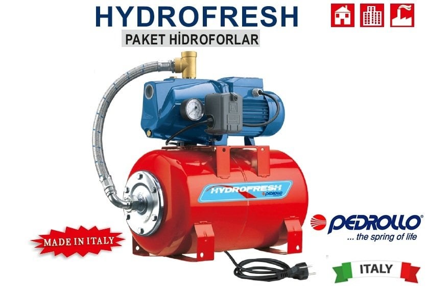 Pedrollo HYDROFRESH JSWm 2CX - Y-50LT   1Hp 220V  Tanklı Paket Hidrofor
