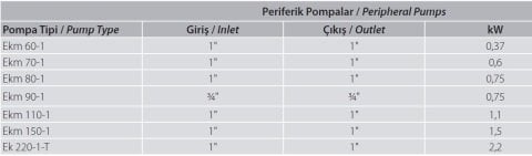 Aquastrong Ekm 110-1    1.1kW 220V  Periferik Çarklı Santrifüj Pompa