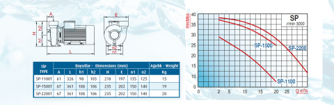 Varan Pompa SP-1500T 1.5kw-2hp 380v Monoblok Santrifüj Pompa