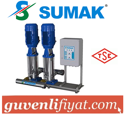 SUMAK SHTP16 B 750/12  2x7.5 HP 380W ÇİFT POMPALI DÜŞEY MİLLİ KADEMELİ KOMPLE PASLANMAZ HİDROFOR